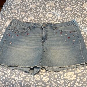 Sonoma Light Blue Denim Shorts with Red and White Embroidery